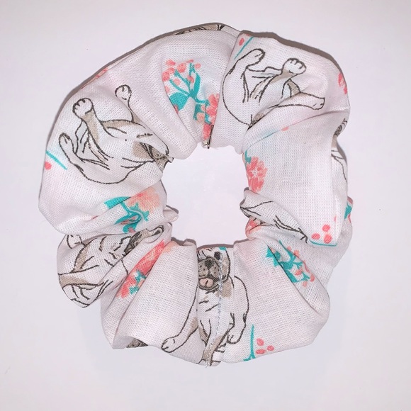 a new day Accessories - French bulldog floral hair scrunchie new handmade